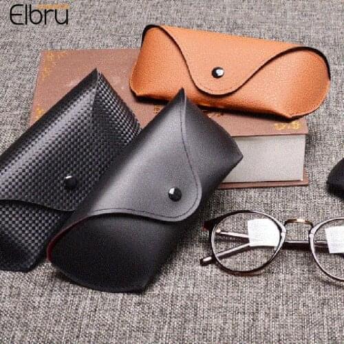 Elbru PU Leather Glasses Case for Sunglasses Womens Eyeglasses Case Men Reading Glasses Box With Metal Buckle Eyewear Cases
