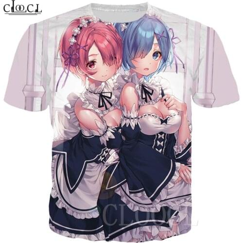 New 3D Print Women Men T Shirt Anime Re:zero Rem Ram Cute Girls Tshirt Summer T-shirt Hip Hop Pullover Harajuku Short Sleeve Top
