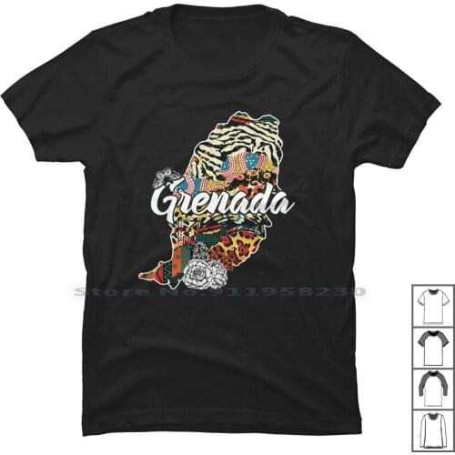 Grenada Map For Dark T Shirt 100% Cotton Caribbean Indian Dark Bean Map Ian Ark Ada