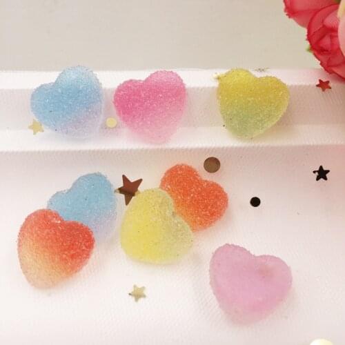 Kawaii Mix Colorful Transparent candy color Heart Flatback Spar applique 20PCS scrapbook DIY Home Figurines Decor crafts OF868