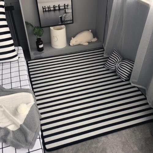 Classic Fashion Black White Striped Living Room Bedroom Parlor Decorative Carpet Area Rug Baby Crawling Play Mat Home Decoration