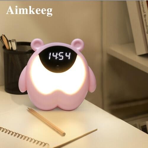 Little night light RGB alarm light cute bear pattern alarm clock with music children BABY gift decoration table lamp