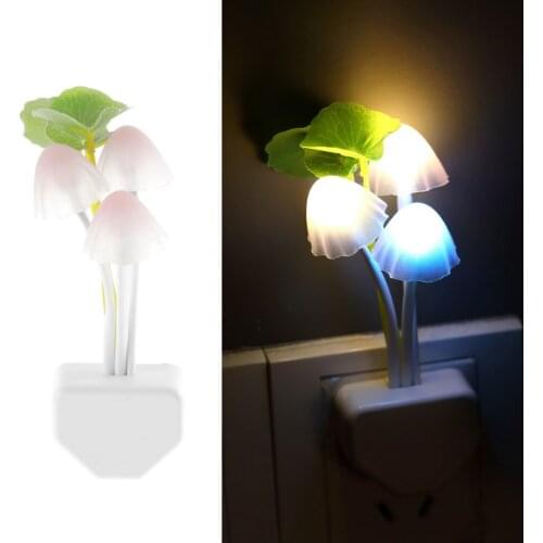 Mini LED 7 Color Light Sensor Mushroom Night Light Lamp Gift Home Illumination Light Lighting US Plug 220 V Night light