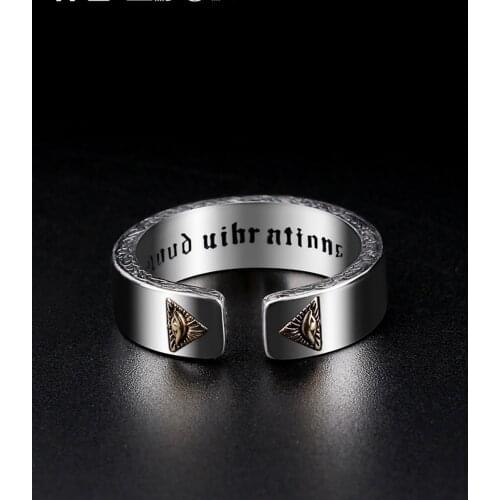 Fashion European and American devil eye retro trend leisure exaggeration mouth adjustable mens and womens rings