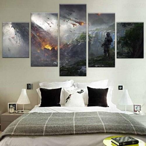 Modular Pictures Wall Art Poster 5 Panel Video Games Titanfall 2 Spaceship Soldier HD Printed Canvas Painting Home Decor Bedroom