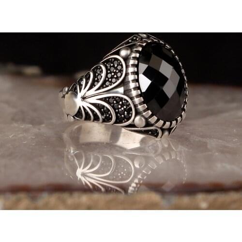 925 sterling Silver Zircon Stone Mens Ring