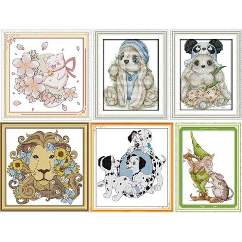Cartoon Rat Friends Cross Stitch Kits 11CT 14CT Cartoon Printed Pattern Handmade Crafts DMC Counted Sewing Needlework Embroidery