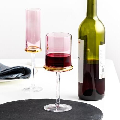 Nordic Luxury Red Wine Glass Electroplated Gold Goblet Champagne Cups Bar Hotel Party Water Cup Drinkware Glasses Goblets