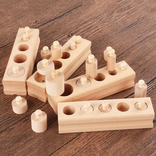 Newest Russian Warehouse Wooden Toys Montessori Educational Cylinder Socket Blocks Toy Baby Practice and Senses