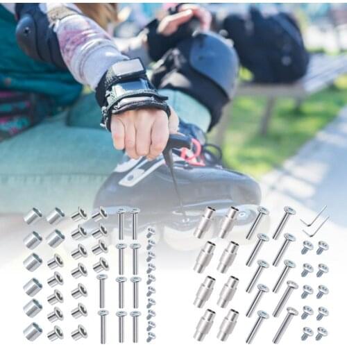 Professiona Inline Roller Skates Replacement With Spacers Axle Bolt Nut Nail Wrench High Strength Silver Repair Accessories