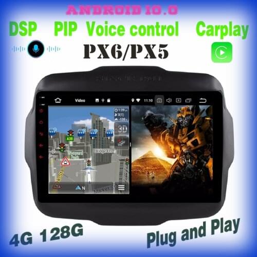 PX6 Android 10.0 Car GPS Radio Multimedia player for jeep Renegade 2016 2017 2018 2019 2020 with carplay 4+128GB voice control