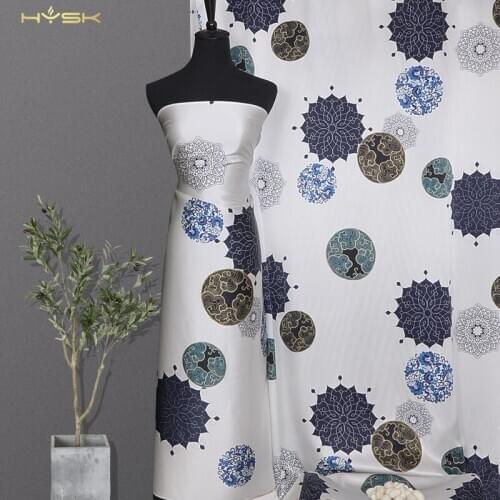 HYSK 100%luxury natural silk satin fabric chinese exclusive design digital print real silk charmeuse for blouse/pajamas E2409