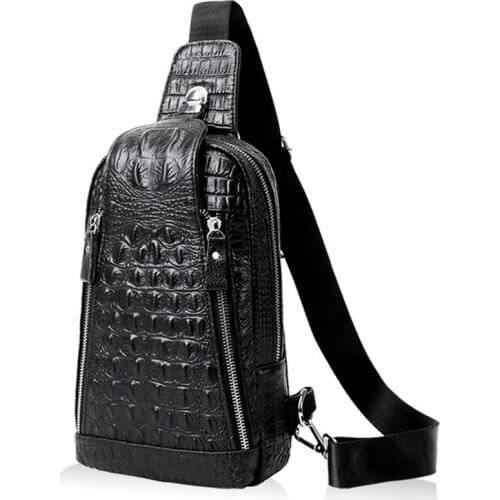 Luxury Brand Men Chest Bag Genuine Leather Crocodile pattern Shoulder Bag Leather Chest Bag For Men Business Messenger bags