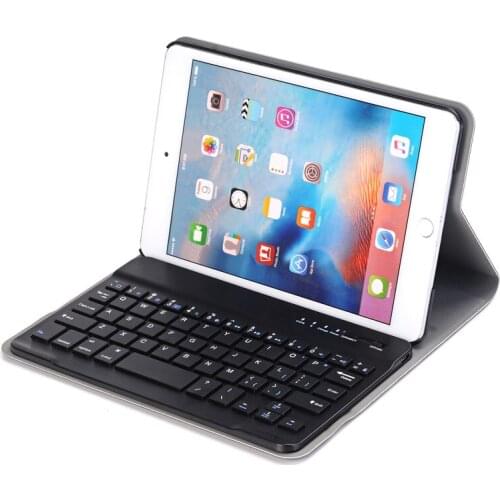 Luxury Keyboard Case for Apple iPad Mini 4 PU Leather Smart Tablet Case with Detachable Bluetooth Keyboard Foldable Stand Cover