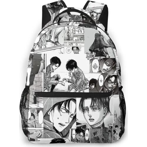 Levi Manga Collage Students School Bags Boy Girl Fashion Attack On Titan Eren Mikasa Anime Teens Books Backpack