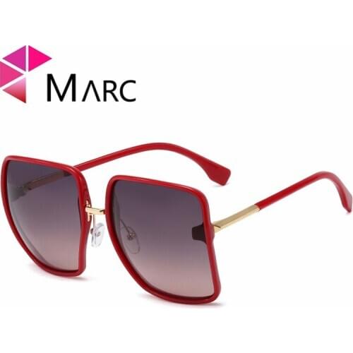MARC Fashion Sunglasses Women Frame Eyewear Square Oversized Oculos Red Gradient De Sol Feminino Lunette Soleil Trendy