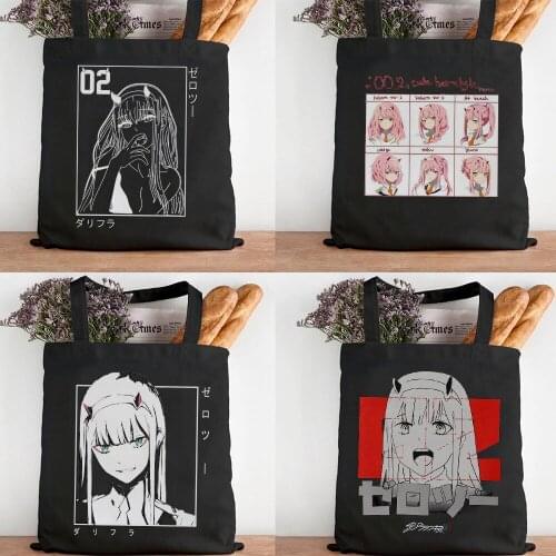Zero TWO Darling In The Franxx Anime 02 Harajuku Handbags Shoulder Bags Casual Shopping Girls Handbag Women Elegant Canvas Bag