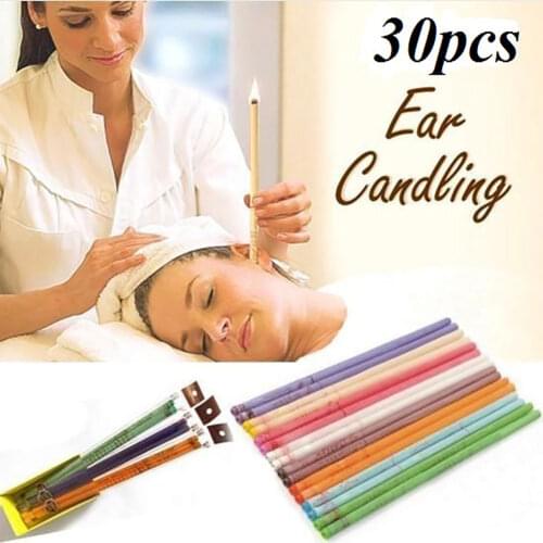 30pcs Ear Candles Ear Wax Clean Removal Natural Beeswax Propolis Indiana Therapy Fragrance Candling Cone Candle Relaxation