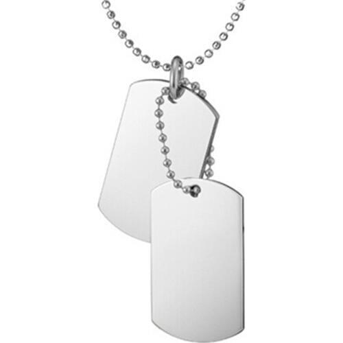 316L Stainless Steel Military Tags Stainless Steel Pet Tags Double Pendant Tag Fashion Necklace Stainless Steel US Army Tags
