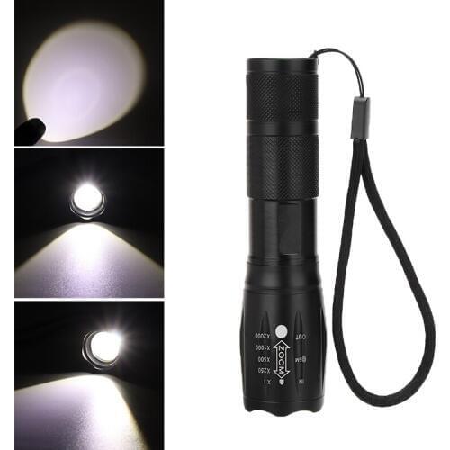 High Quality 1600LM T6 Flashlight Aluminum Alloy Zoomable LED 5 Modes 18650 Tactical Torch Super Bright Light for Outdoor