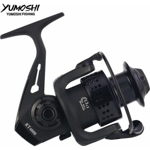 YUMOSHI Fishing Reels RT 2000-7000 series fishing Full Metal Spool 13+1BB CNC Rocker Fishing wheel EVA Spinning reel Pesca peche