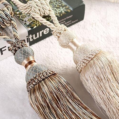 2Pcs Curtain Tassel Brush Tower Straps Tiebacks Hanging Bind Ropes Belt Ball Buckle Hook Holder Curtain Accessory Tieback