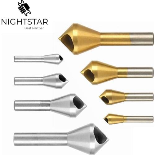 4pcs Chamfer Countersink Deburring Drill Bit Set Crosshole Cutting Metal Tool