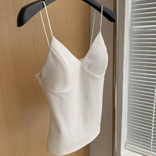 Women 2021 Spring Summer Fashion Slim Sleeveless Tops Female Sexy V-neck Vest Tops Ladies Solid Color Short Camisole Tops E223