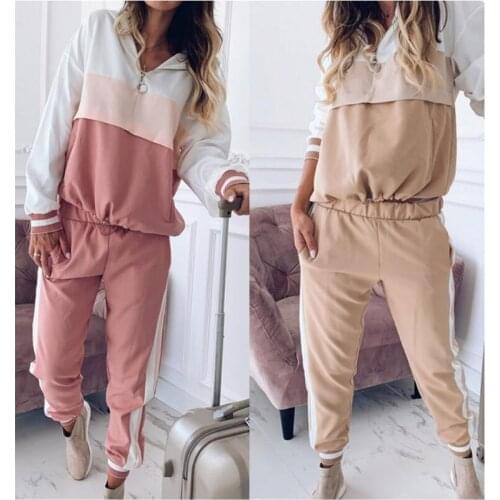 Womens Active Tracksuits Fashion Sport Brand Womens 2 Piece Sets Sport Sweatshirt Casual Zipper Jacket Three Strips Logo S-XXL