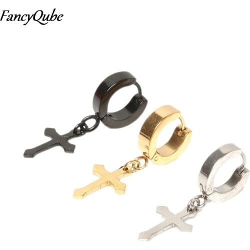 1 Piece!!! Fashion 4*9mm Cross Shaped Ear Stud Earrings Titanium Steel Ear Clip Ear Accessories