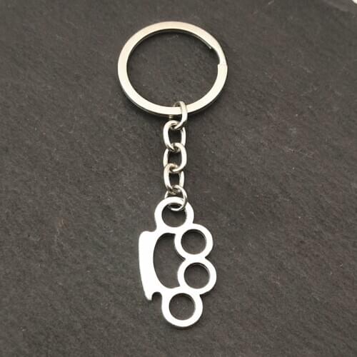 1pcs Charm AI punch Knuckle Dusters Keychain Antique Silver Plated Pendants Key Ring DIY Handmade Tibetan Silver Finding Jewelry