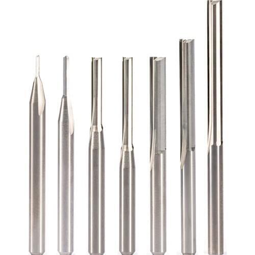 10pcs 3.175mm CED 1mm CEL 3mm Straight Slot Bit Wood Cutter CNC Solid Carbide Two Double Flute Bits CNC Router Bits