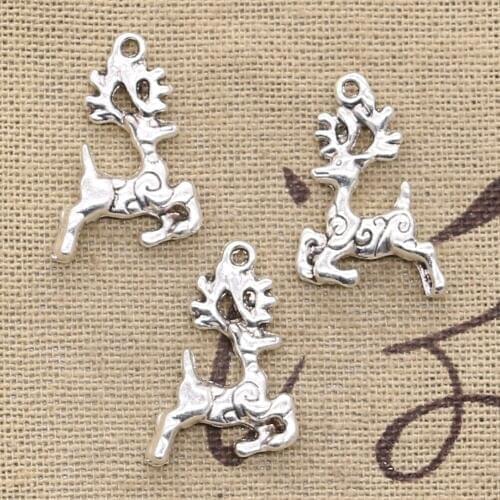 10pcs Charms Christmas Deer 25x15mm Antique Tibetan Silver Color Pendant Finding Accessories DIY Vintage Choker Handmade Jewelry