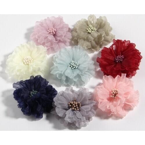 120PCS 5CM 2" Fashion Girls kids Hair Flowers Blossom With Matches For Decoration Wedding Bouquet Fabric Flower For Headbands