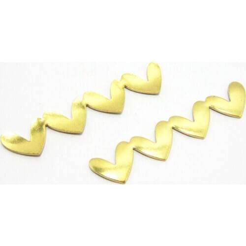 20pcs Brass heart bar 45x9.5mm Raw brass quadruple heart R568