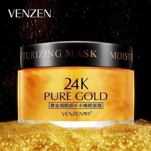 24k Golden Facial Mask Nicotinamide Skin Care Anti-Aging Hydration Moisturizing Water Oil Balancing Sleeping Mask