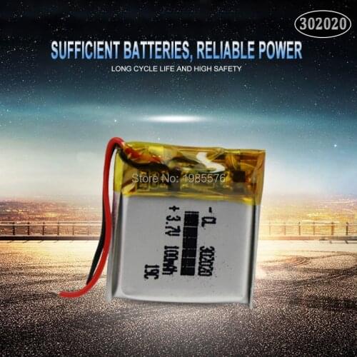 3.7V 100mAh 20*20*3mm lithium-ion li ion Polymer batteries 302020 For Tachograph MP3 GPS Bluetooth earphone Rechargeable Battery