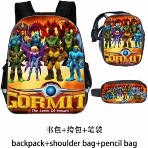 3pcs/set Gormiti Anime Prints Cartoon School Bags for Boys Childrens Large Backpack Kids Primary Schoolbag Mochila Bagpack