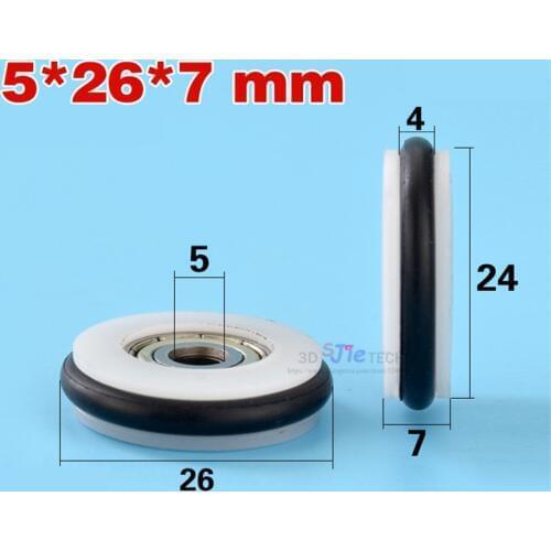 5*26*7mm fishing tackle / fishing rod / blackboard U groove wheel +O NBR rubber ring, rubber 625 bearing POM pulley