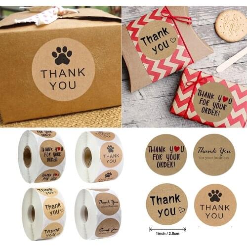 500pcs Cute Thank You for Your Order Round Kraft Paper Sticker DIY Envelopes Gift Seal Label Scrapbooking Album DIY Decoration
