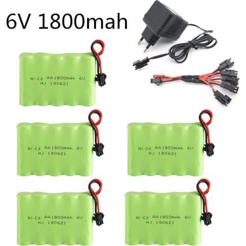 6V 1800mAh Ni-CD Battery Pack With Charger For RC Toy Car Boat GUN TANK Truck Trains RC Toy Model 6V Battery AA
