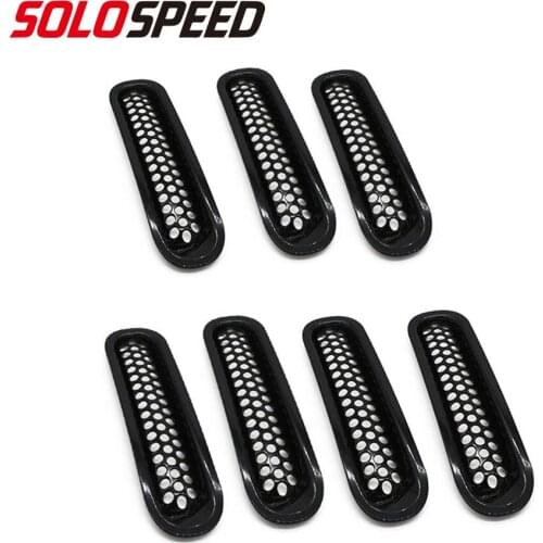 7Pcs Car Styling Black Front Insert Mesh Grille Trim Cover Fit For 2007-2017 Jeep Wrangler JK