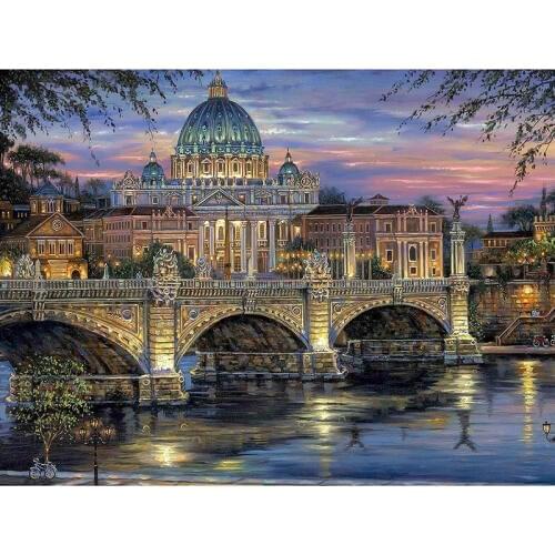 Full square/Round drill Diamond embroidery Old Bridge Water 5D DIY diamond Painting Cross Stitch Rhinestone Mosaic D21