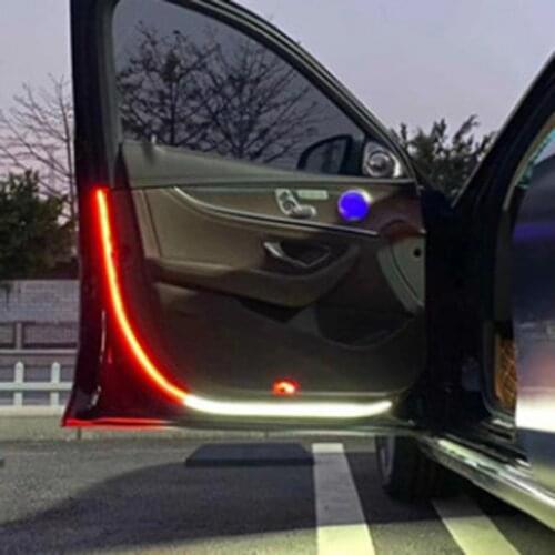 Car Interior Door Welcome Light LED Safety Warning Strobe Signal Lamp Strip 120cm Waterproof 12V Auto Decorative Ambient Lights