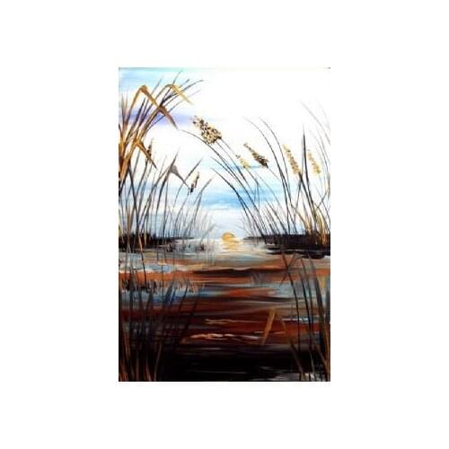 Free Shipping Hand Painted Oil Painting Sunrise In The Morning Painting on Vancas-Landscape Oil Paintings