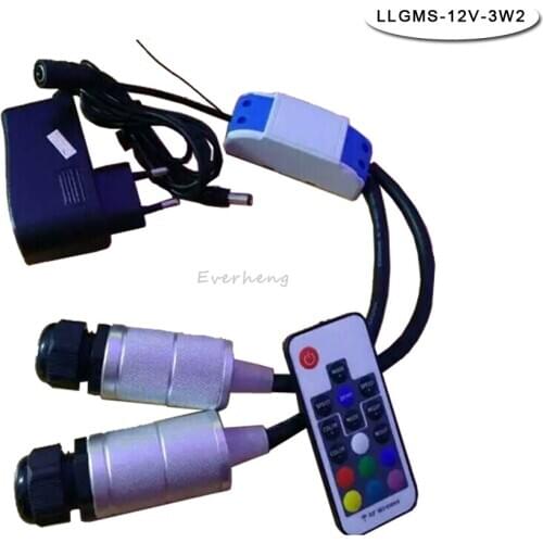 Free shipping car use 12v 3W RGB colorful led fiber optic light engine with 2 output double mouth + RF remote control