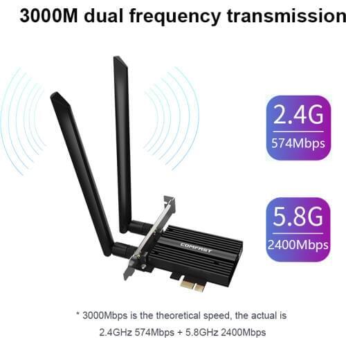 Dual-band WiFi 6 Intel AX200 PRO PCIE-X1 3000Mbps wireless adapter 2.4G / 5G Wifi network card Bluetooth 5.0 WiFi Receiver