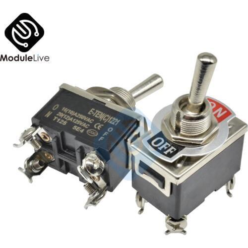 E-TEN(C)1221 12mm Toggle Switch S Double Throw SPDT ON-OFF 250/16A 1/4 Inch Mounting 31.5*19.5MM 2Positions 4Pins