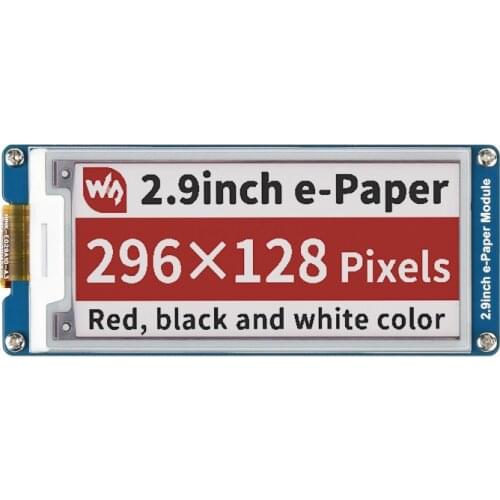 Tri-Color 2.9inch e-Paper Module for Raspberry Pi Jetson Nano 296×128 Resolution SPI Interface eInk Display