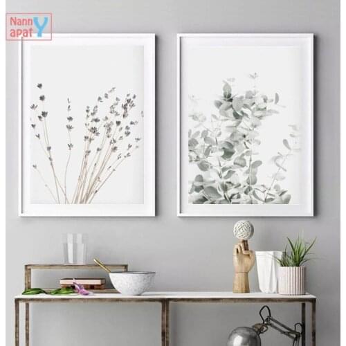 Nordic Style Lavender Posters Eucalyptus Botanical Canvas Painting Farmhouse Wall Art Pictures for Living Room Home Decoration